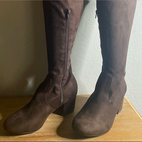 New Lane Bryant brown over the knee boots Block heel women’s 7w 7 wide width